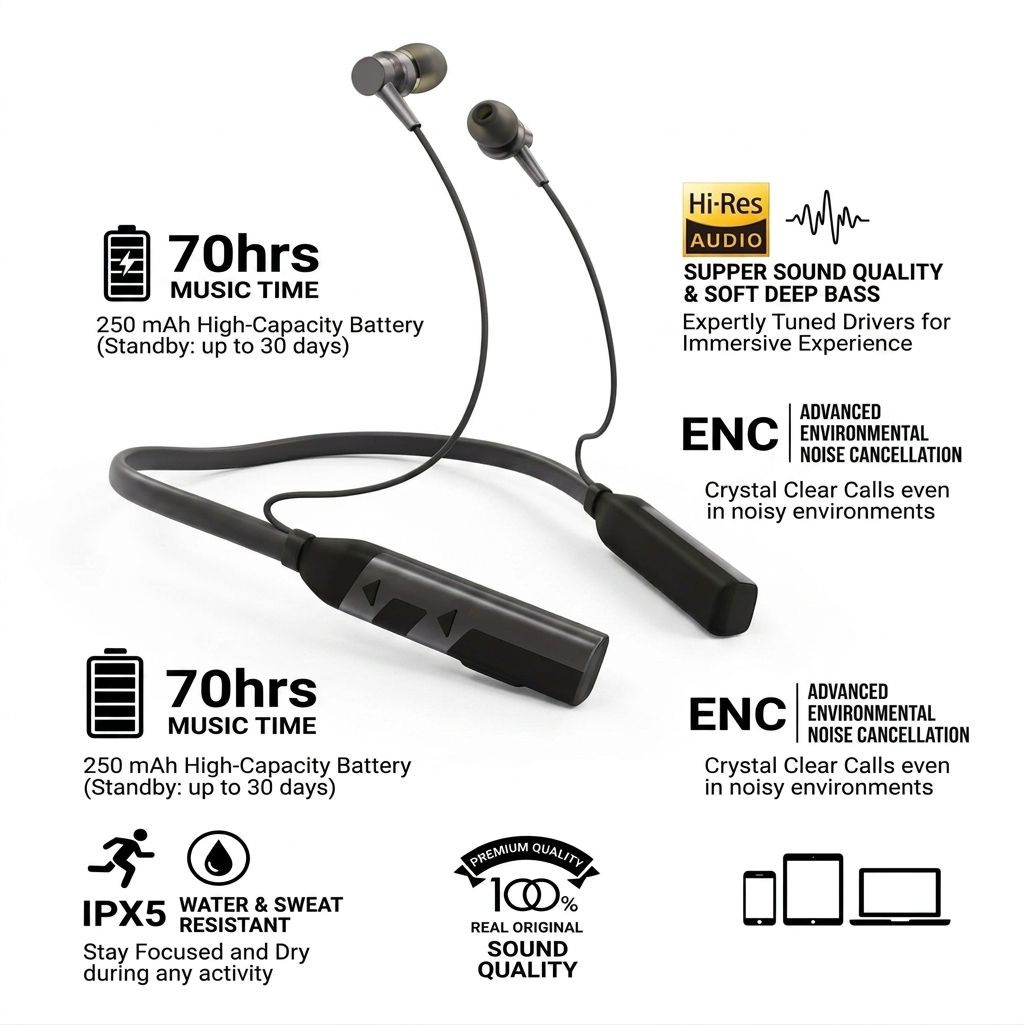 neck band / super sound quality/ 70 hour play time
