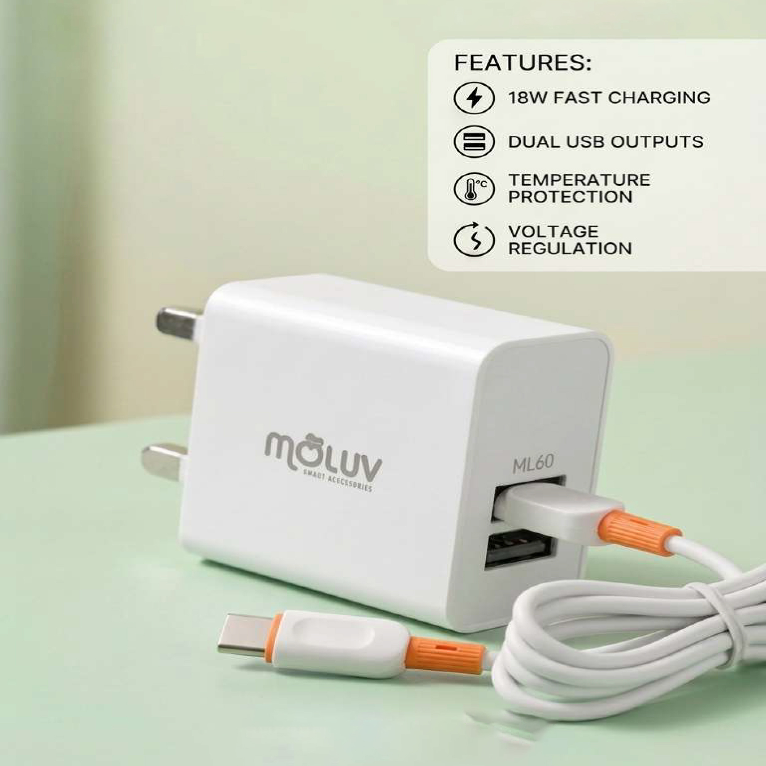 MOLUV prices-16 18W FAST CHARGER / DUAL USB OUTPUT